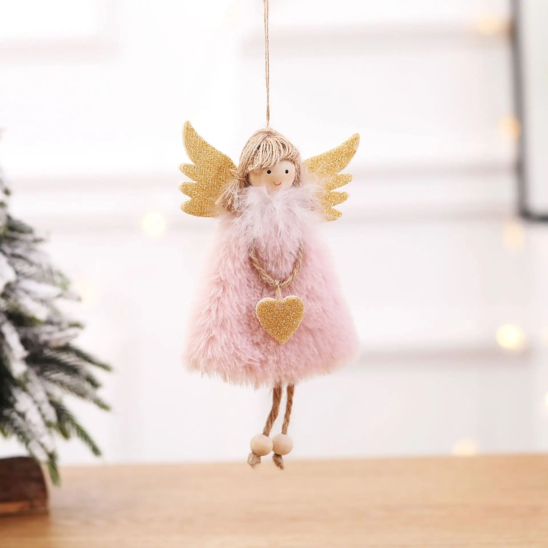 Розовый пушистый плюшевый Кукла Санта Клаус Снеговик угол девочка украшение рождественской ели Декор Natal Noel Deco Рождественский Декор для дома - Цвет: 5
