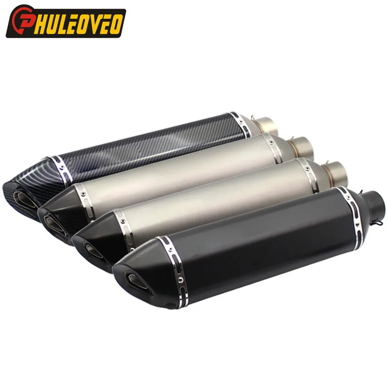 PHULEOVEO универсальный глушитель выхлопной трубы для мотоцикла ID: 51 мм/61 мм L: 570 мм глушитель выхлопной трубы мотоцикла Escape DB Killer углеродный наконечник