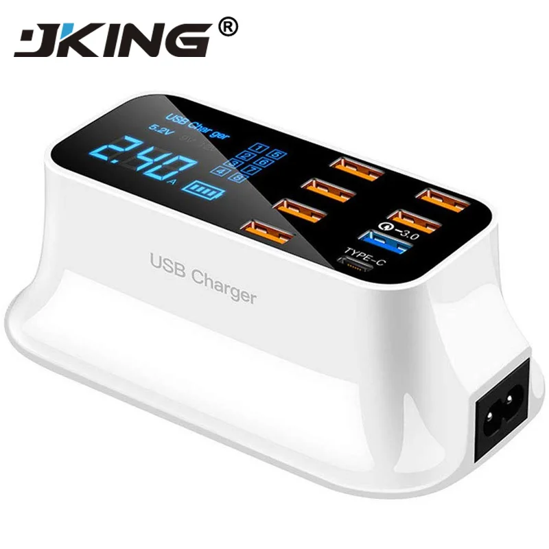 8 портов Быстрая зарядка 3,0 Led дисплей USB зарядное устройство для Android iPhone адаптер телефон планшет быстрое зарядное устройство для xiaomi huawei samsung