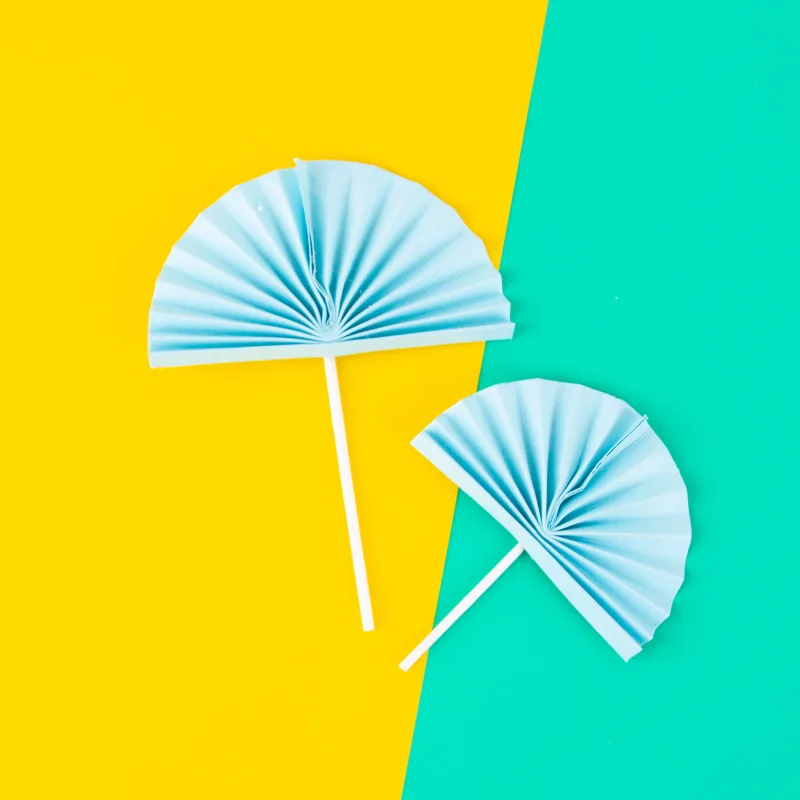 blue Простой Мини Складной вентилятор цветок торт Топпер Мода солнце цветок день рождения Свадебная вечеринка индивидуальность DIY украшения - Цвет: blue