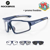 Rockbros-óculos fotocrômico masculino para ciclismo, + pacote com óculos de proteção uv400, ciclismo, mtb, estrada, esportes