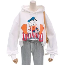 

Disney Hoodies Oversized Print Donald Duck Cute Sweatshirts Hooded Harajuku Autumn Casual Vintage Pullovers Women Sweatshirts
