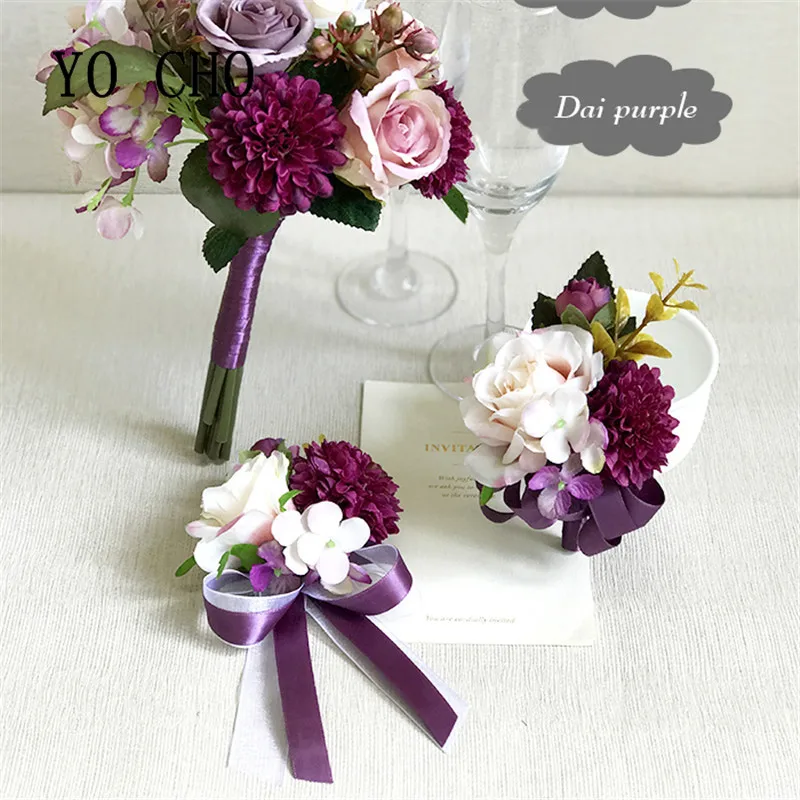 Wedding Polso Corsage Del Braccialetto Damigella D'Onore Fiori Artificiali Sposo Fiore All'Occhiello Spille Matrimonio Wedding Planner Fiore Di Seta C
