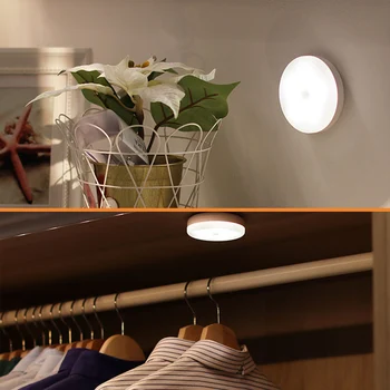 

6LED PIR Infrared Motion Sensor Night Light Wireless Control Energy Saving Wall Lamp Pathway Cabinet Warm/White