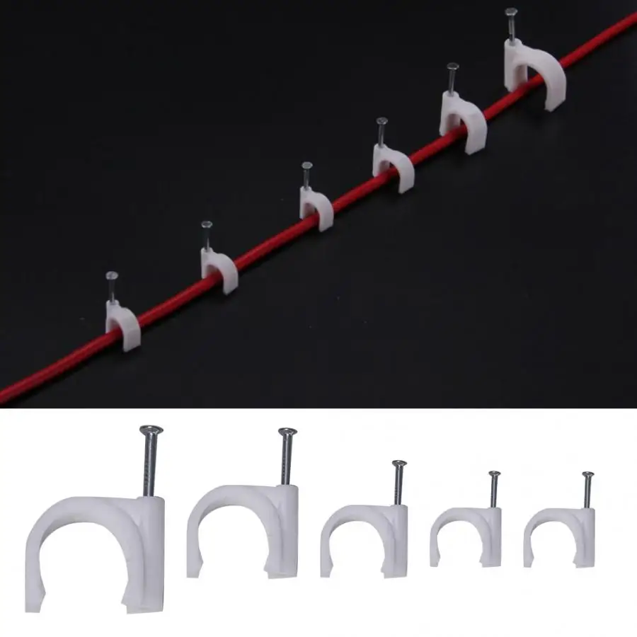 310Pcs Cable Clip Round White Wire Wall Fastener Installation Accessories clips clamp para cables High Quality | Обустройство дома