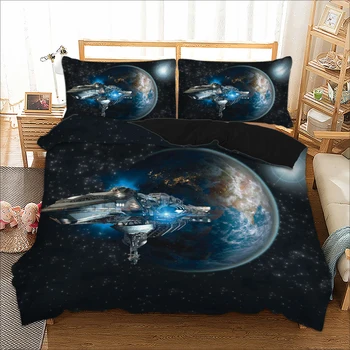 

Men Fashion 3D Spacecraft Printing Bed Sets Duvet Cover with Pillow Cover 2/3 Pcs Bedding Set US/UK/AU 11 Size