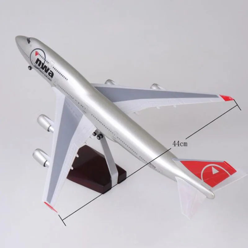 47 см Boeing 747 B747 модель nwa NorthWest Airlines с шасси колеса огни Смола самолет коллекционная игрушка