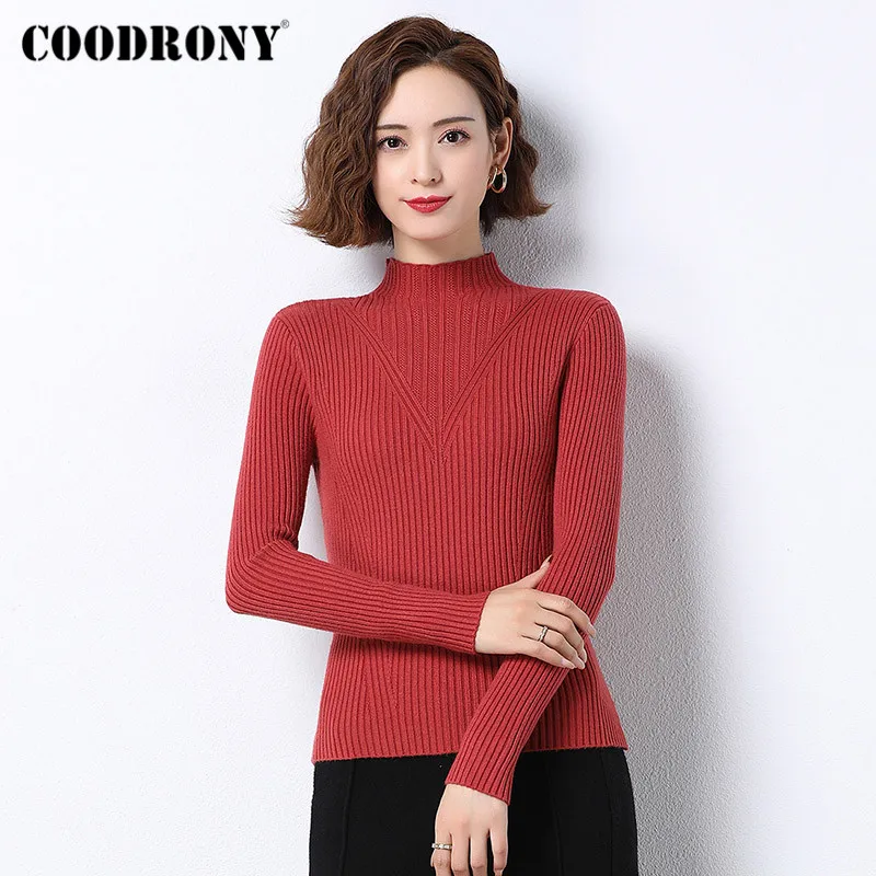 COODRONY Brand 2020 Autumn Winter Casual Soft Slim Sweaters Women Basic Elegant Solid Color Knitwear Female Jumper W1127
