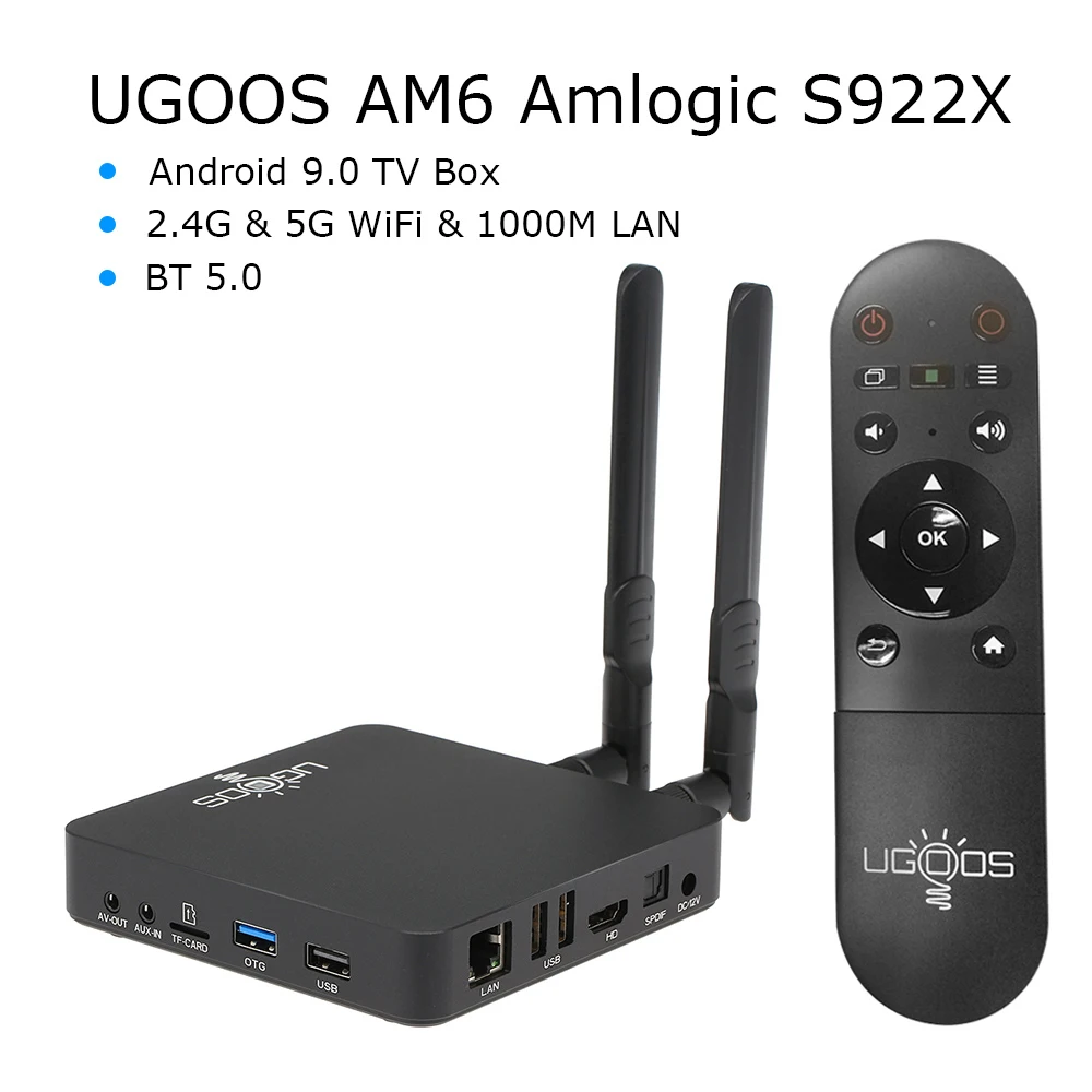 ТВ приставка UGOOS AM3 AM6 Android Amlogic S912 UHD 4K HDR 2 ГБ/16 ГБ 4G и 5G Wi Fi 1000 м LAN DLNA Miracast HD