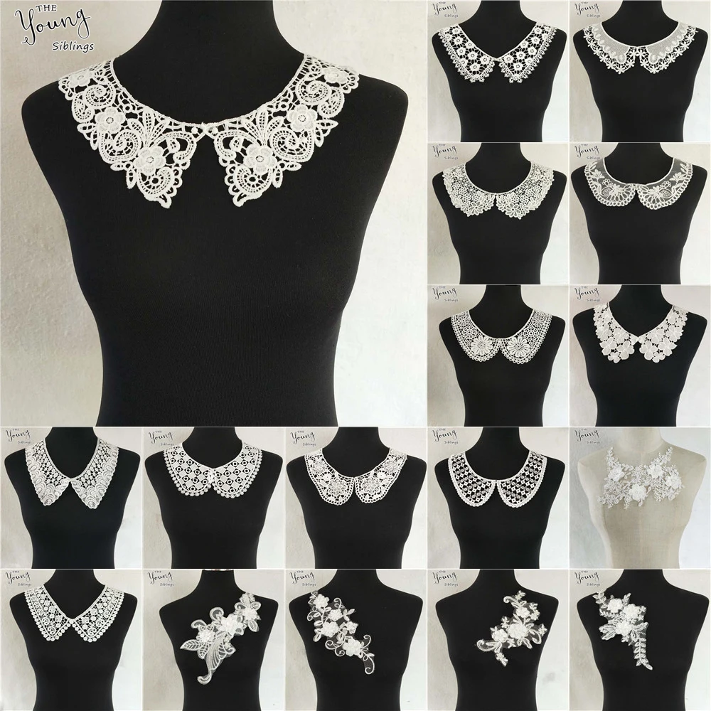 

Fashion White Lace Fabric Embroidered Applique Neckline Lace Collar DIY Clothing Accessories Craft Sewing Supplies