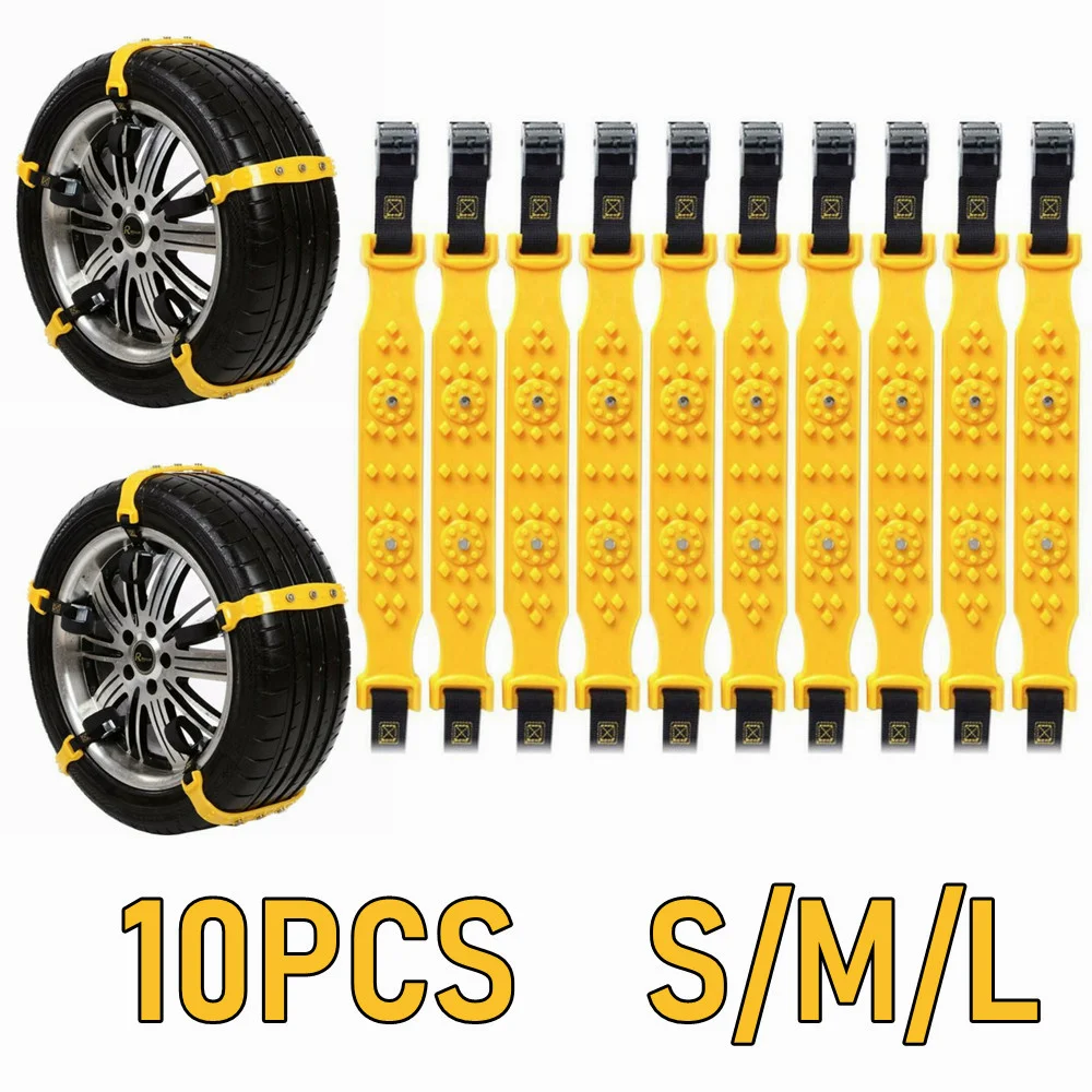 Car Wheel Chains 10PCS Auto Snow Chain Tires Snow And Ice Chains Tyre Tire Chain TPU Anti-slip