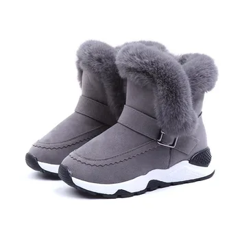 

MHYONS 2020 Children Boots PU Leather Waterproof Martin Boots Winter Kids Thick Warm Snow Boots Brand Girls Boys Rubber Shoes