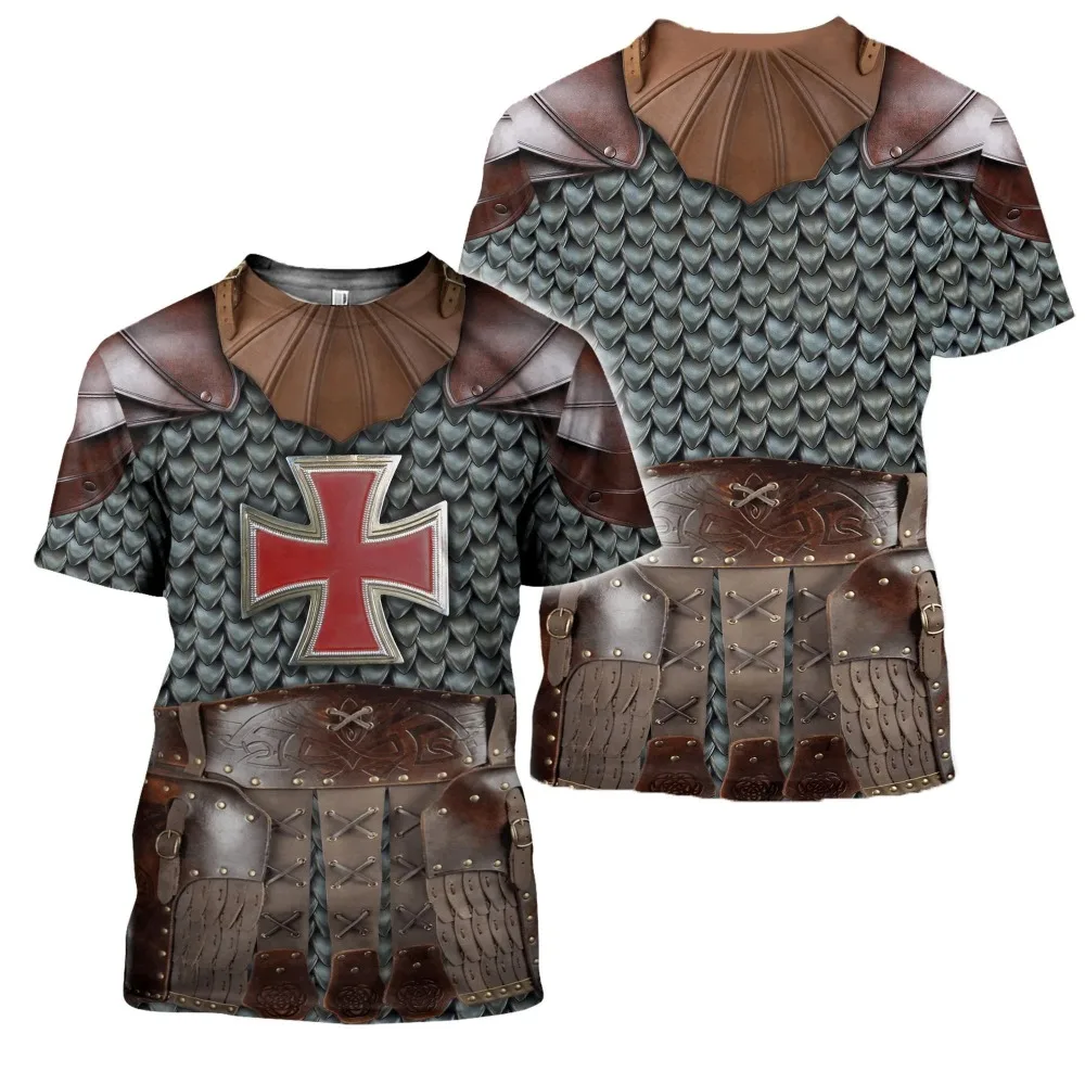 Griechische mittelalterliche Rüstung 3D-gedrucktes T-Shirt Harajuku Sommer Kurzarmhemd Ritter Straße Casual Unisex T-Shirt Tops DW0045 – Detail 12