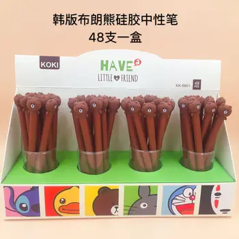 

48 pcs Gel Pens Cartoon Bear black colored gel-inkpens for writing Cute stationery office school supplies