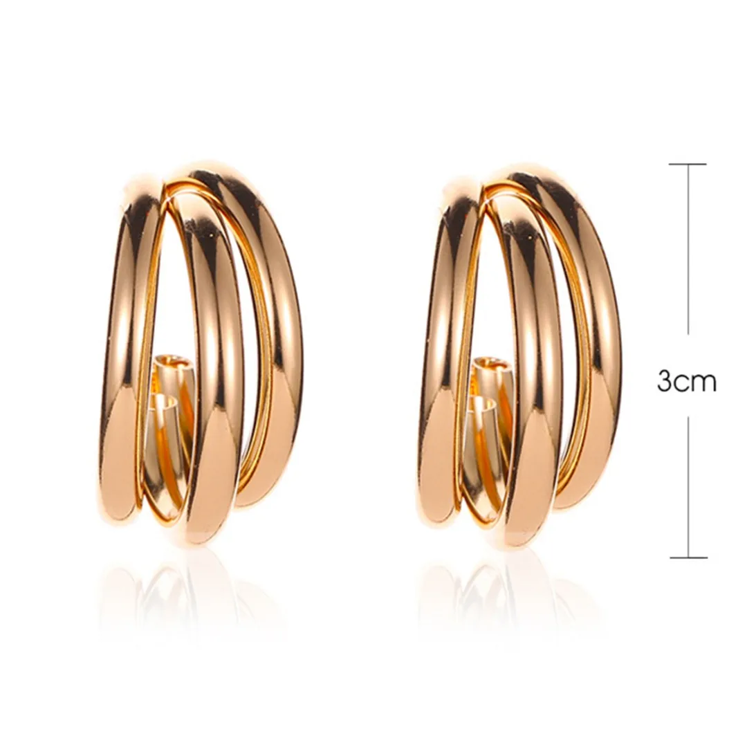 Trendy Metal Thick Tube Earring Multi Layer Geometric C Shape Hoop Earrings Punk Gold Alloy Charm Earring Women Fashion Jewelry