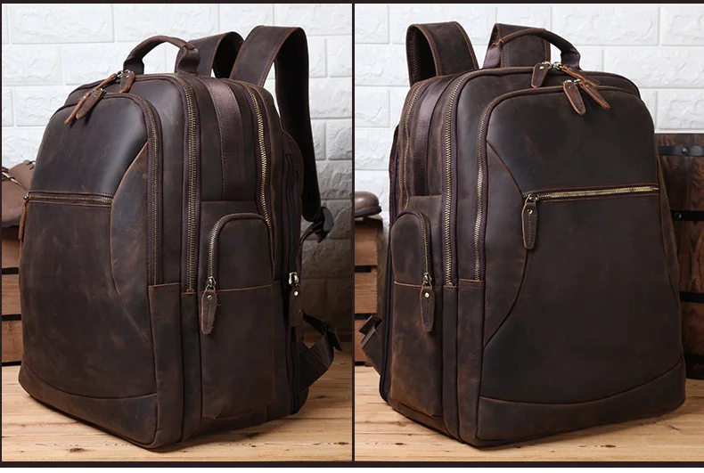 Side View of Woosir Leather Backpack Chair for 17 inch Laptop