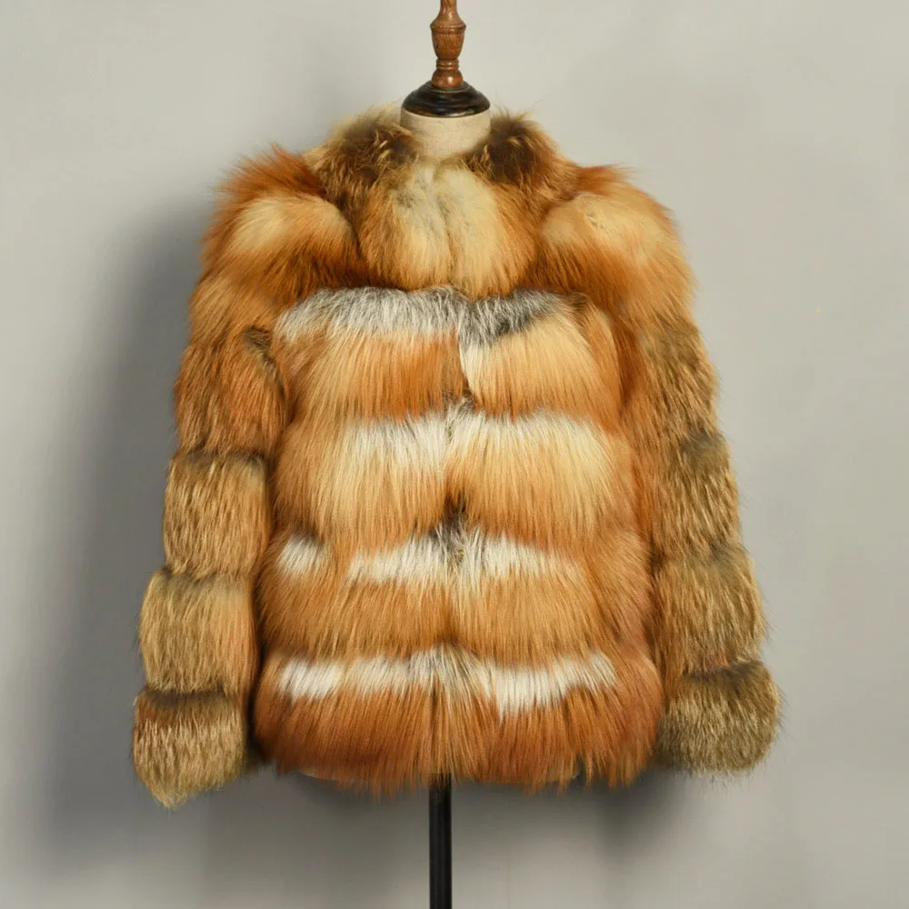 Red Fox Новое поступление, женские пальто из натурального меха лисы, модные куртки из натурального меха, женская зимняя Роскошная верхняя одежда S7569 - Цвет: Red Fox