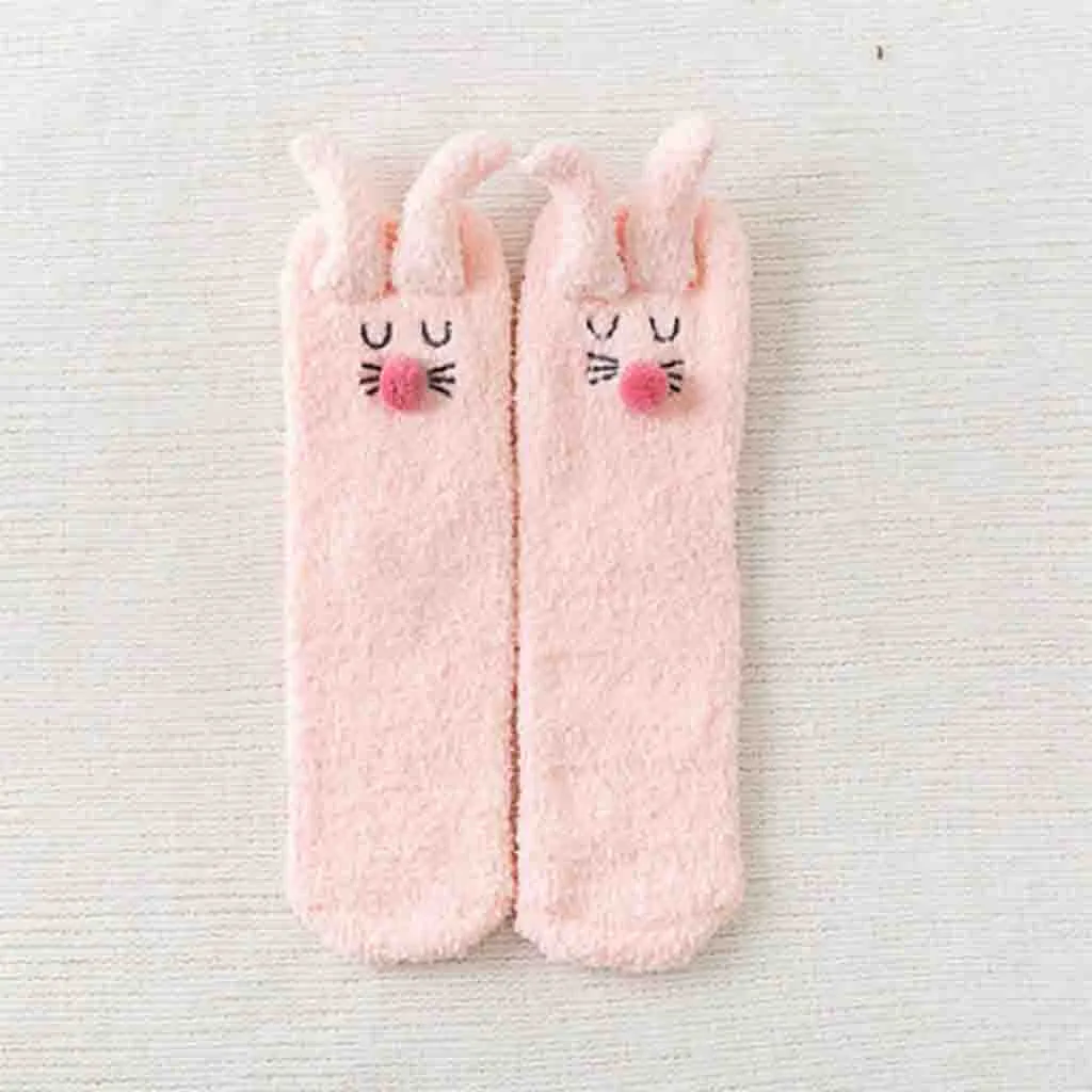 Comfortable cotton Women Ankle Socks Women Fashion Warm Home Women Girl Soft Bed Floor Rabbit Ears Floor Sleeping Mid Stocks