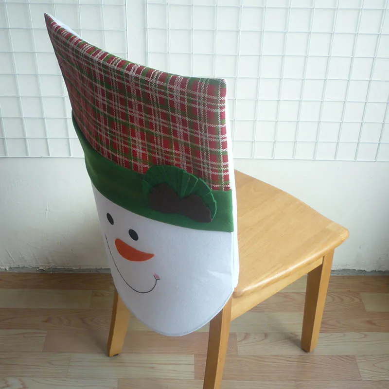 1pcs Christmas Decoration Chair Back Cover navidad Snowman Plaid Chair Covers Christmas Ornament for Home New Year Decoration