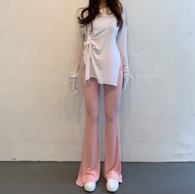 Капри универсальные мягкие облегающие узкие черные расклешенные брюки с высокой