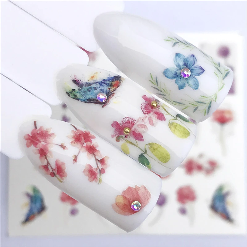 Новое поступление Лавандовая серия водная наклейка животное/Фламинго/цветок 3D маникюрная наклейка для ногтей водяная наклейка - Цвет: YZW-3099