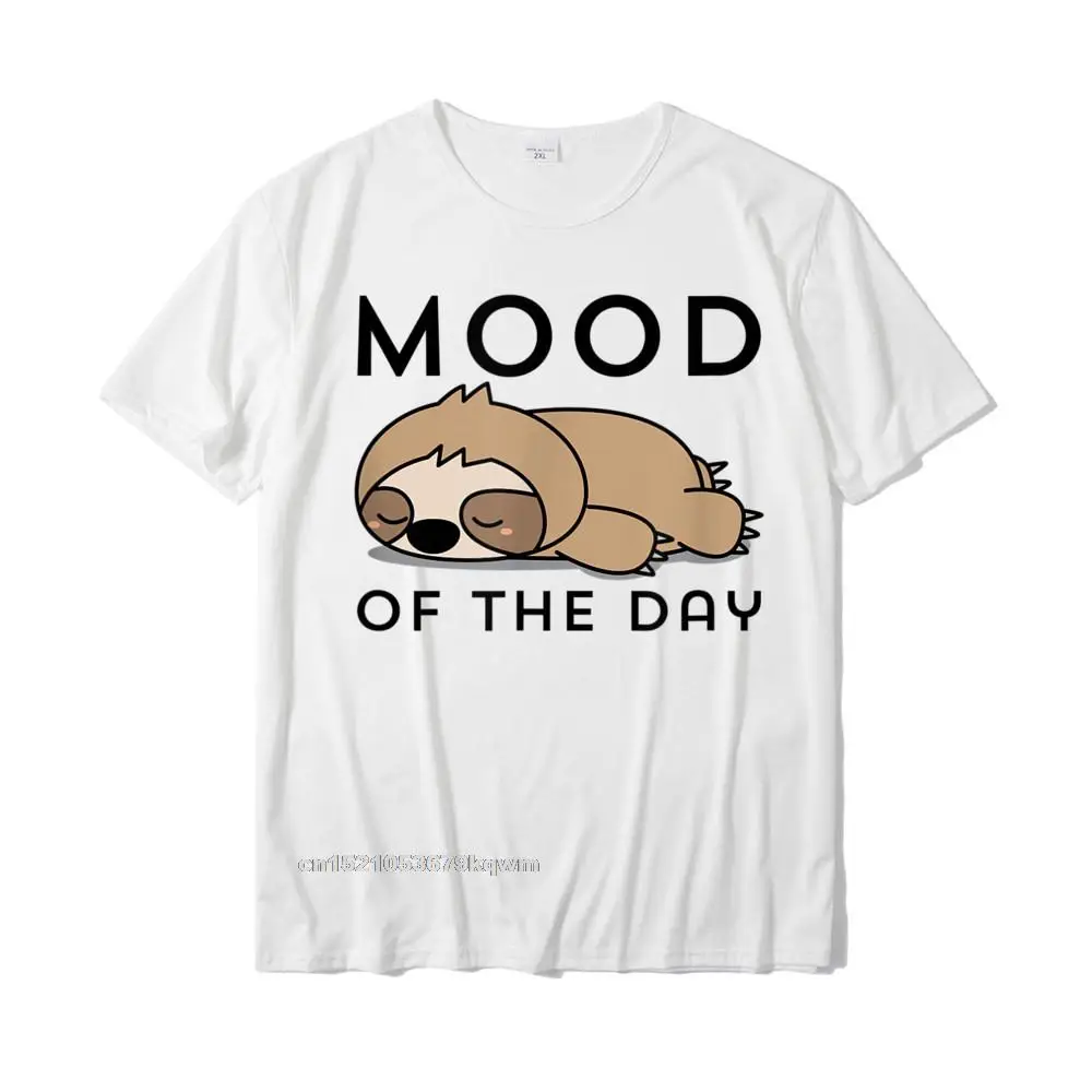 comfortable Cotton Tops Shirt for Boys Party Top T-shirts Printed On Rife Crewneck T Shirts Short Sleeve Top Quality Fun Cute Funny Sloth Mood Design T-Shirt__4468 white