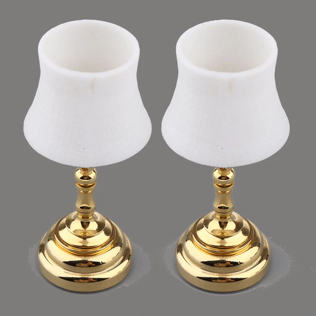 Dollhouse Miniature Pair of Brass Mantle Lamps in 1:12 Scale 
