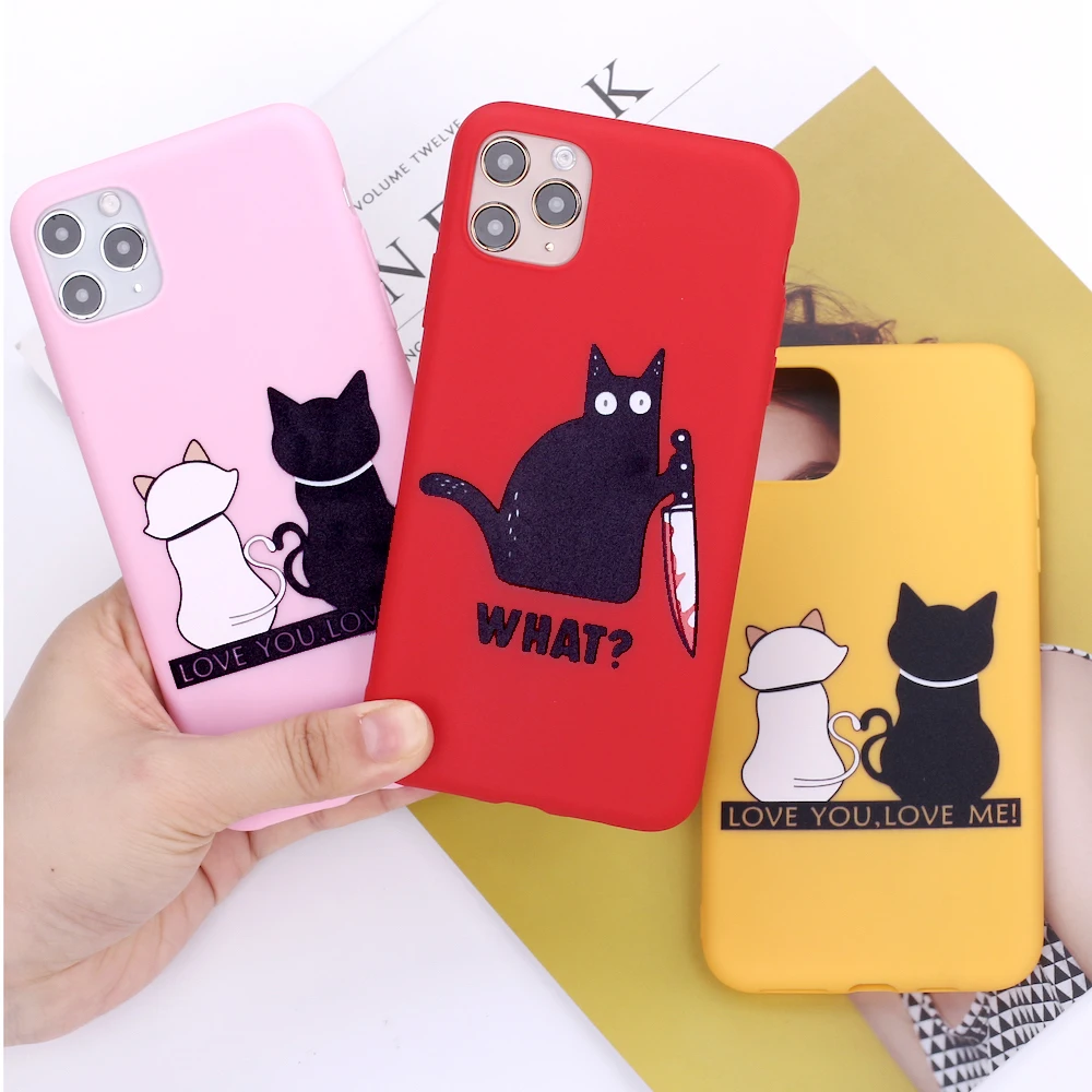 

Cat What funny Love You Cartoon Phone Cover For iPhone 11 Pro Max X XS XR Max 7 8 7Plus 8Plus 6S SE Soft Silicone Candy Case