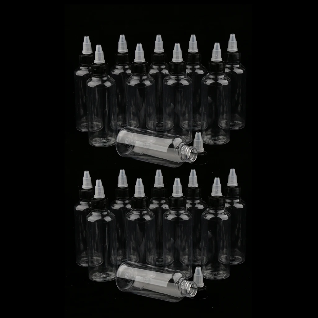 20 Pieces 100ml Plastic Liquid Ink Pigment Painting Empty Squeeze Tip Applicator Bottles with Twist Top Cap