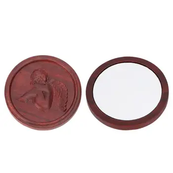 

1Pc Small Portable Makeup Mirror Retro Style Little Angel Pattern Mirror