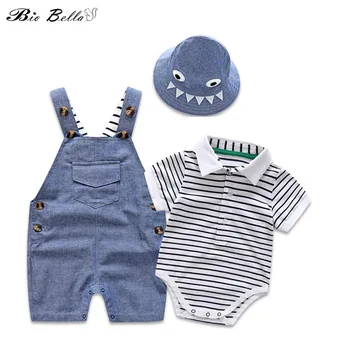 

Infant Baby Boy 2020 Summer Clothes Fashion High Quality 3Pcs Newborn Boy Clothing Set Bodysuit+Pants+Cap Kids Boys Clothing Set