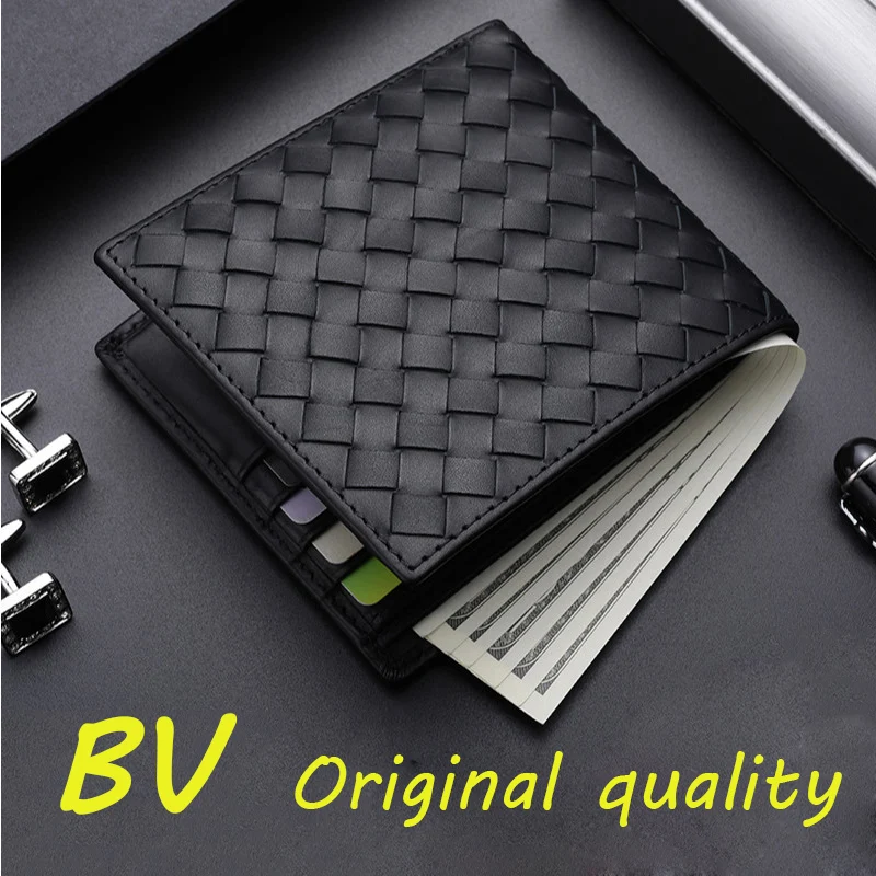 

2019 new woven wallet men's short youth custom lettering ultra-thin wallet leather card bag wallet tide