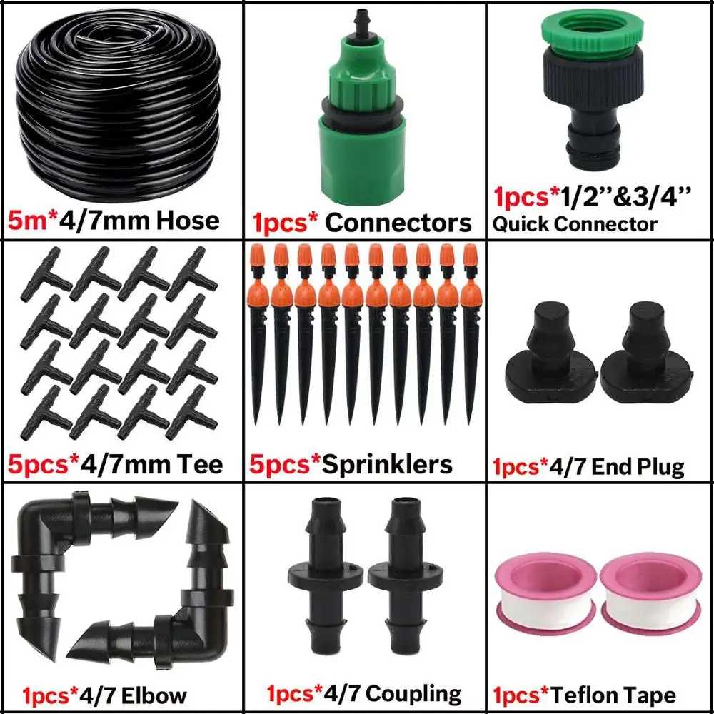 KSL01-KIT104-5M KESLA сад балкон теплица DIY автоматический полив наборы микро капельного орошения системы для растений бонсай Регулируемая капельница - Цвет: KSL01-KIT104-5M