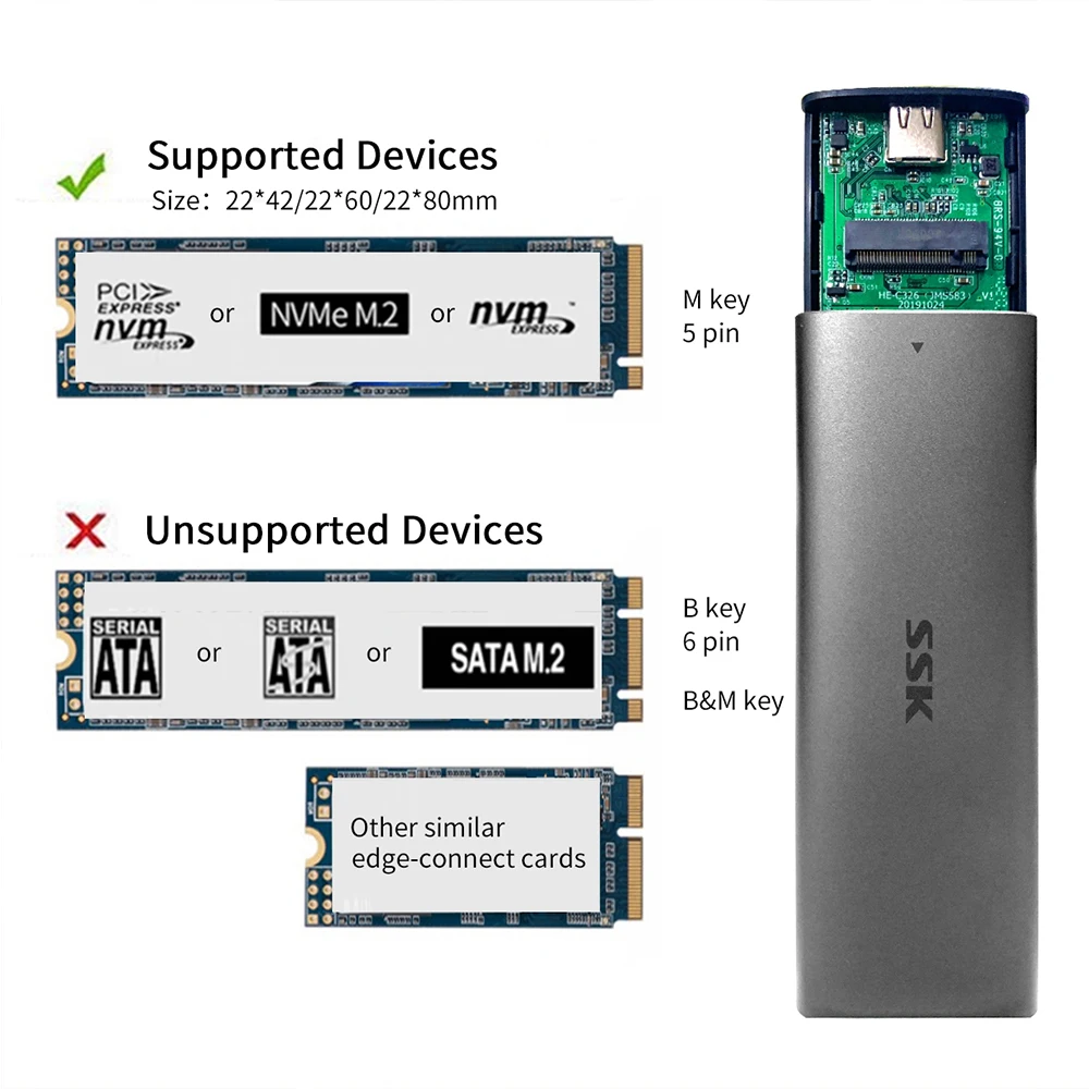 SSK   ġ USB 3.1-M.2 NGFF SSD Ŭ ,  SATA  M.2 ָ Ʈ ϵ ̺ Ŭ