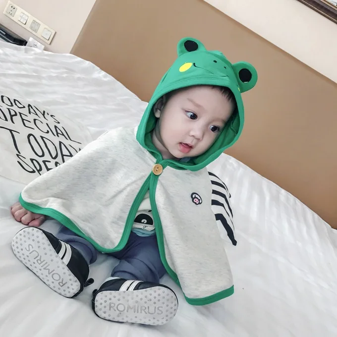 Mini Babe City/Детская осенняя Новинка; плащ в Корейском стиле; Брендовая детская накидка с капюшоном и рисунком лягушки