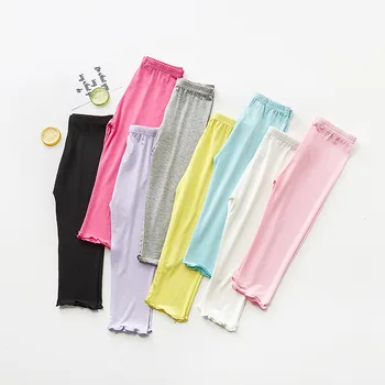 

Leggings Pants Capri Wooden Summer Modal Children Girls Ear Candy-colored Leggins