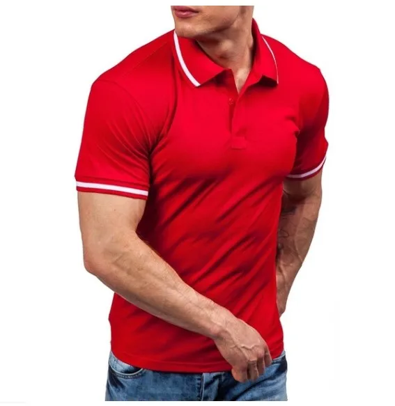 ZOGAA Лето Новинка модная брендовая мужская рубашка поло Однотонная рубашка с коротким рукавом приталенная мужская хлопковая рубашка поло Повседневные мужские рубашки - Цвет: Красный