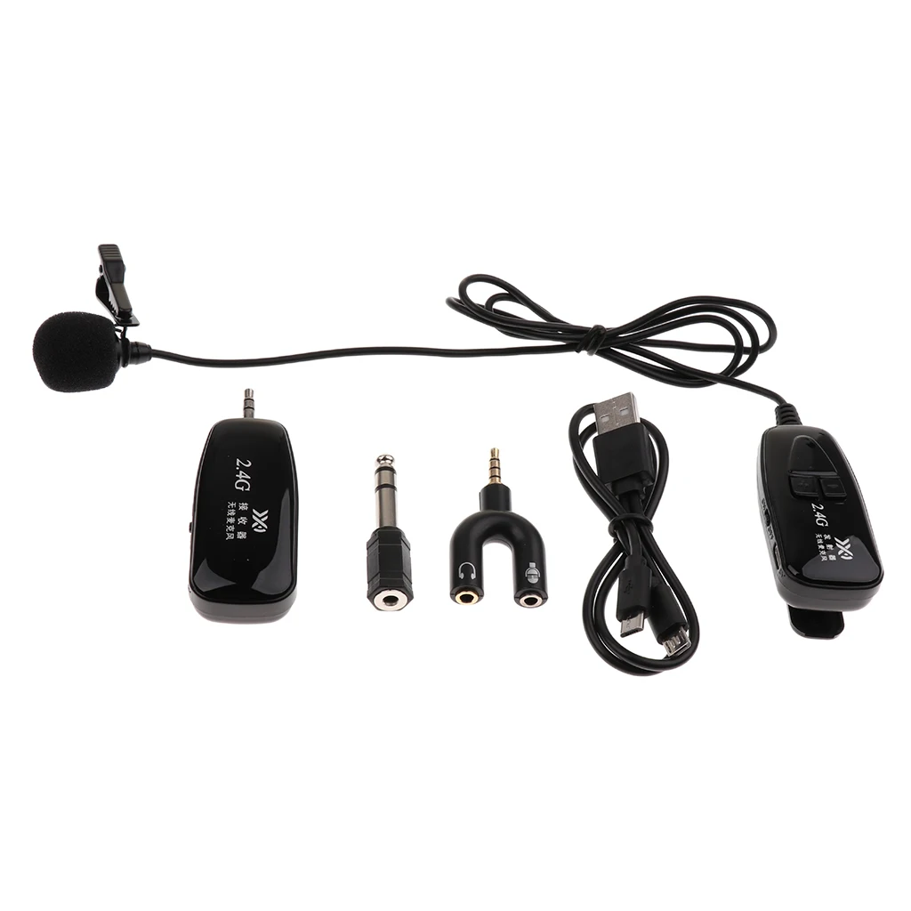 

A Set 2.4GHZ Wireless Lavalier Lapel Microphone USB Mic for Speech