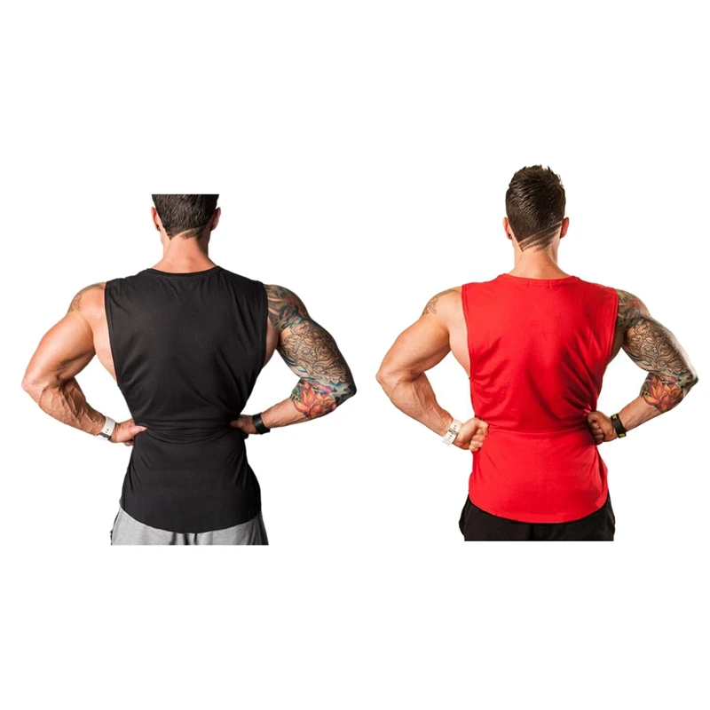 2 шт., Muscleguys, Мужская одежда для бодибилдинга, мужская майка без рукавов, майка для фитнеса, спортивная одежда, хлопок