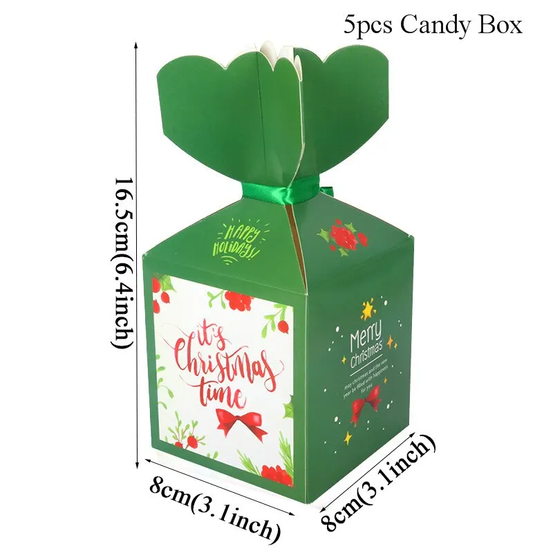 5pcs candy box WEIGAO, Рождественская Подарочная коробка, сумки для конфет, Navidad, рождественские украшения для дома, пакет для печенья, сумка, новогодние, рождественские, вечерние, подарочные сумки - Цвет: 5pcs candy box