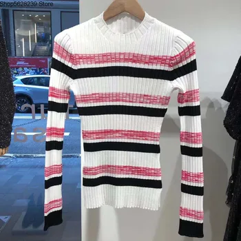 

Law Single 2020 Summer Simple Stripes ‌ Slim Fit ‎ Show Slender Sleeve Women's Wear Knitting Top 20064