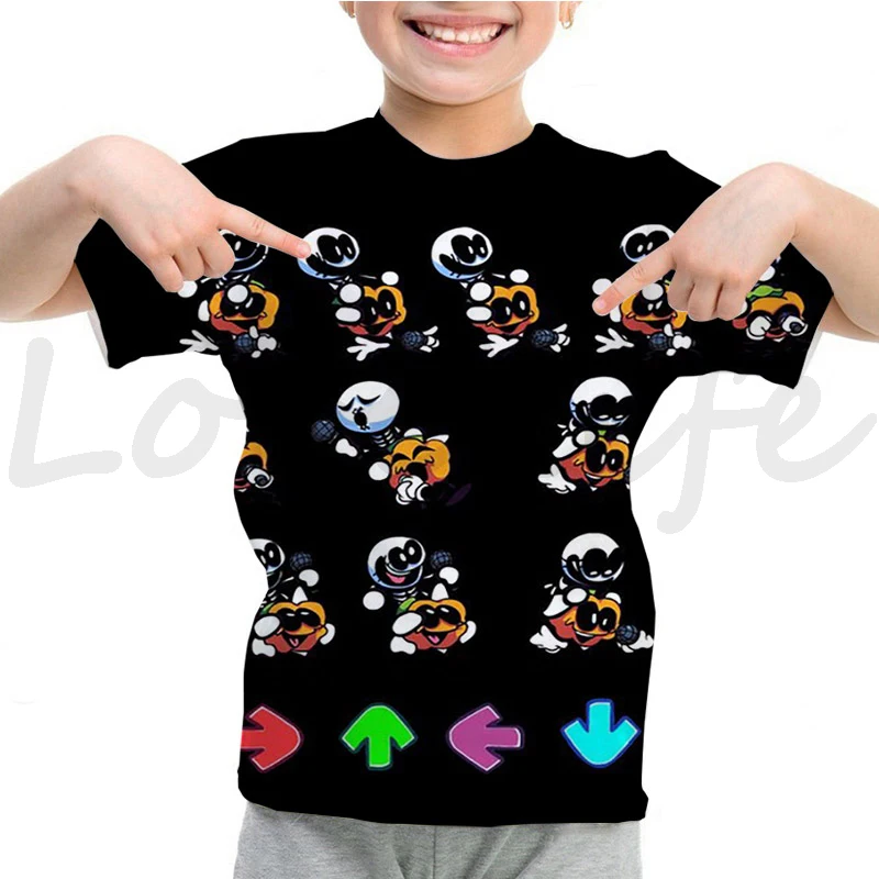 thumbnail image 1 of Camiseta de Friday Night Funkin para niños, camisetas de dibujos animados del juego FNF para niñas, camisetas de manga corta de verano, camisetas para niños, camisetas, 1 of 5