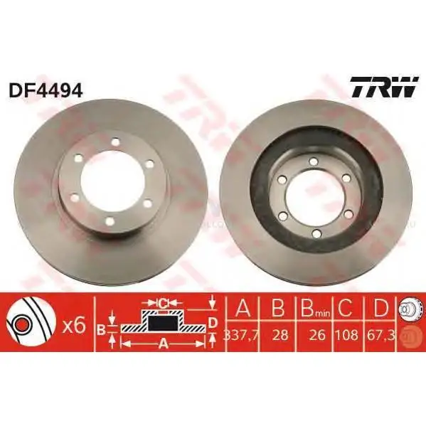 TRW DF4494 Диск тормозной передн TOYOTA: LAND CRUISER 03