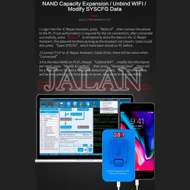 JC BGA110 программист P11 Поддержка iP 8 8P X XS XSMAX XR NAND SYSCFG модификация данных и запись и отключение Wi-Fi