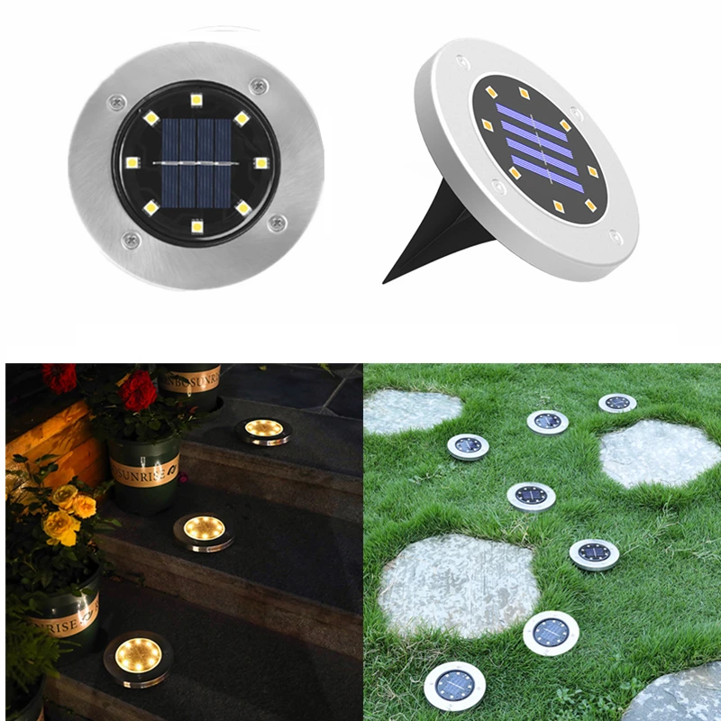 solar ground lights New 1/12Pack 8LED Solar Powered Disk Lights Solar Led Light Outdoor Waterproof Outdoor Lighting for Patio Yard Garden Decoration decorative solar lights