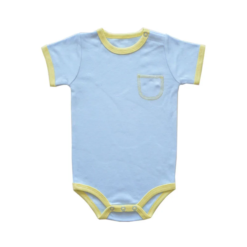 

Комбинезон детский с коротким рукавом, хлопковый ромпер с имитацией кармана, треугольный, летняя одежда для новорожденных