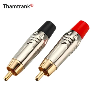 

10pairs/20pcs RCA Connector Smooth Silve RCA male plug gold plated audio adapter black&red pigtail speaker plug for 7MM Cable