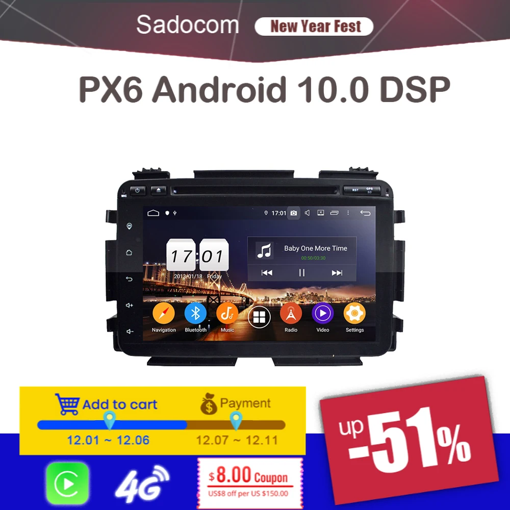 720P 8 &quotDSP 2 din Android 2014 4 Гб ОЗУ ядер автомобильный DVD-плеер для Honda HRV VEZEL 2016 2015 GPS Glonass