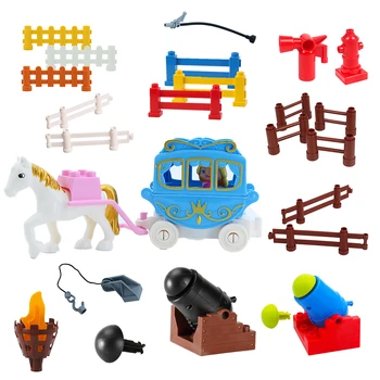 

Big Building Blocks Fence Assemble DIY Princess horse car cannon Toys For Children Compatible With Duplo Sets Bricks Baby Gifts