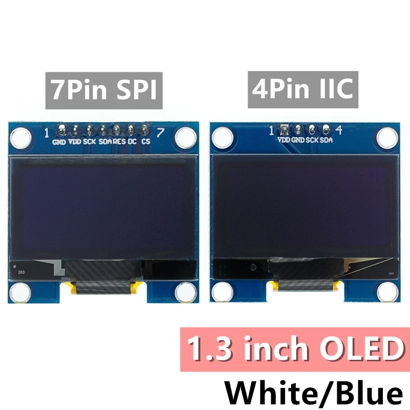 1 pces módulo oled de 1.3 polegadas branco/azul spi/iic i2c comunicar cor 128x64 1.3 polegadas oled lcd display led módulo 1.3